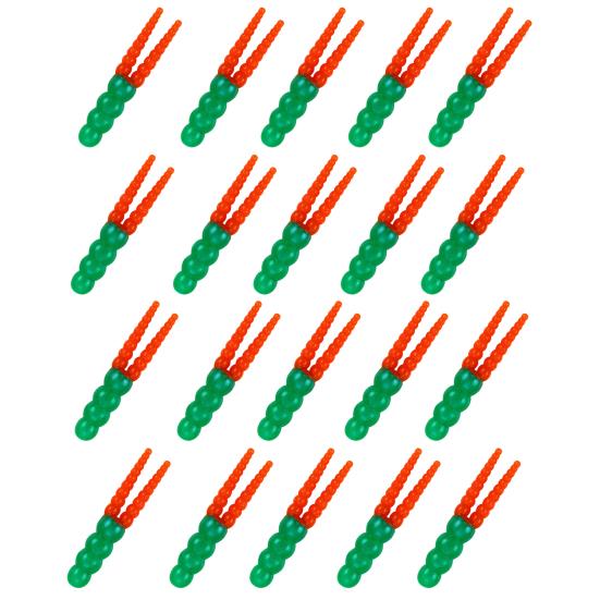 20Pcs 5CM/2G Soft PVC Worm Bait Fork Tail Two-color Bionic Artificial Worm Lure Swimbait Saltwater Freshwater Fishing Accessories