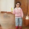 LUSON Girls' Cartoon Lapel Sweatshirt
