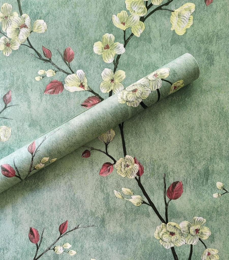 Floral Peel and Stick Wallpapers Green Self Adhesive Contact Paper Removable Waterproof Wallpaper For Bedroom Home Decoration