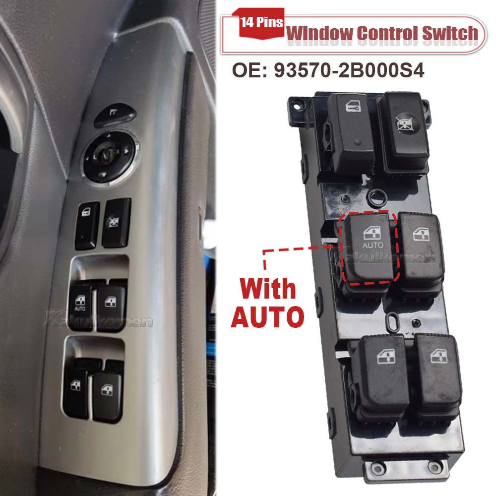 Red Light 93570-2B000S4 For Hyundai Santa Fe CM 2007-2011 Front Left Master Power Window Switch Assy 371491-110 93570-2B730