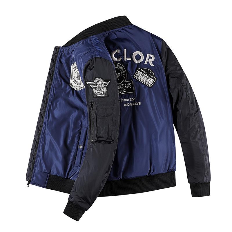 

Куртка в полоску с буквами Мужская летная куртка Мужская повседневная спортивная куртка Повседневная модная куртка Мужская XXXL темно-синий