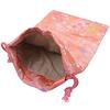 Senshishuin Nishijin Brocade Drawstring Bag (Lined) - Peach Gold Cherry Blossom Design, Medium Size
