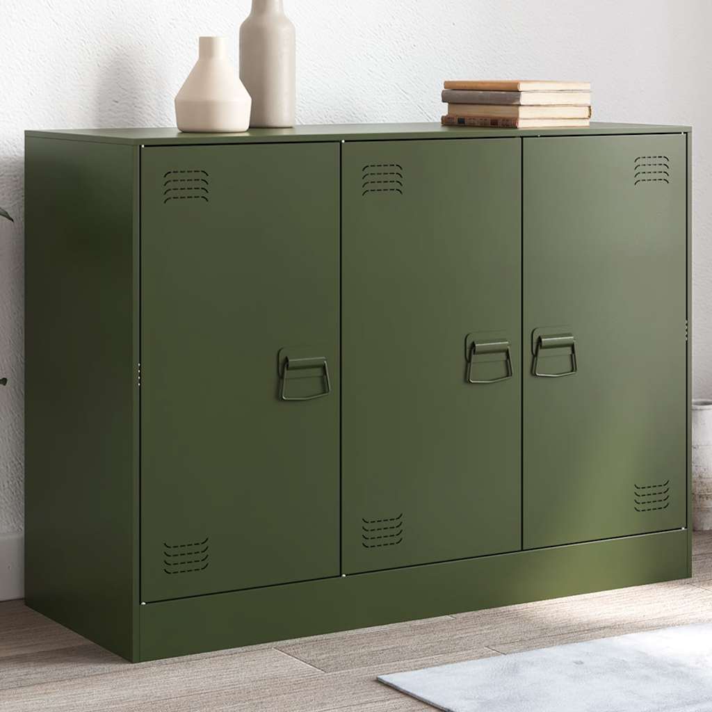 vidaXL Sideboard Olivgrün 99x39x73 cm Stahl