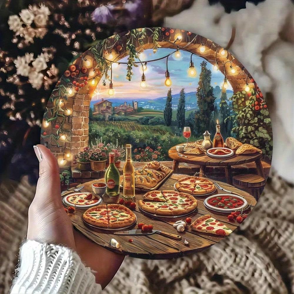 

Retro Pizza Tin Sign 8x8 Inch Vintage Metal Wall Art Home Bar Cafe Decor 20x20 білий