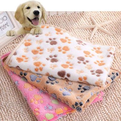 Flannel Puppy Cat Dog Paw Pattern Mat Pet Blanket Dog Cushion Mat Kennel