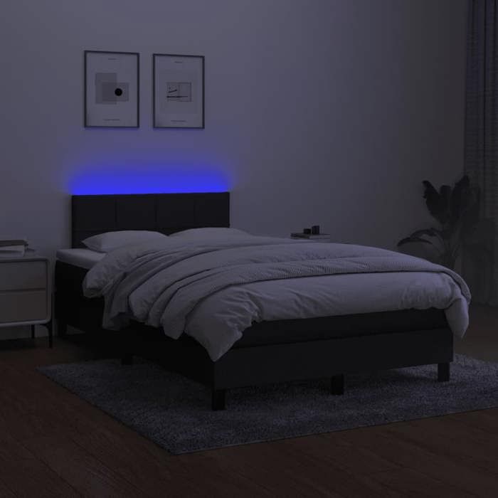 Maison Exclusive - Sommier à lattes de lit matelas et LED noir 120x190 cm tissu