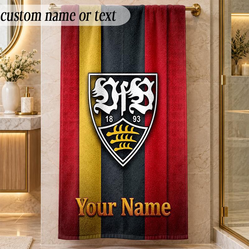 StrandtuchVfB Stuttgart FC Benutzerdefinierter Name Text Personalisierbares Weiches Handtuch für Strand Pool Innenbereich Heimdekoration Geschenk