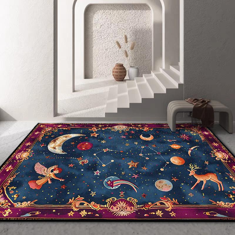 Luxury Starry Sky Design Living Room Carpet Decoration Bedroom Bedside Fluffy Plush Rug Lounge Children Non-slip Floor Mat Soft