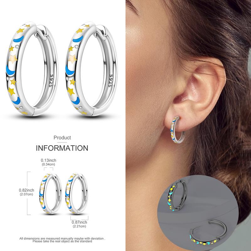 Boucles d'Oreilles Créoles en Argent 925 Zircon Coloré Boucles d'Oreilles Créoles Pavées Pour Femmes Filles Bijoux Cadeau