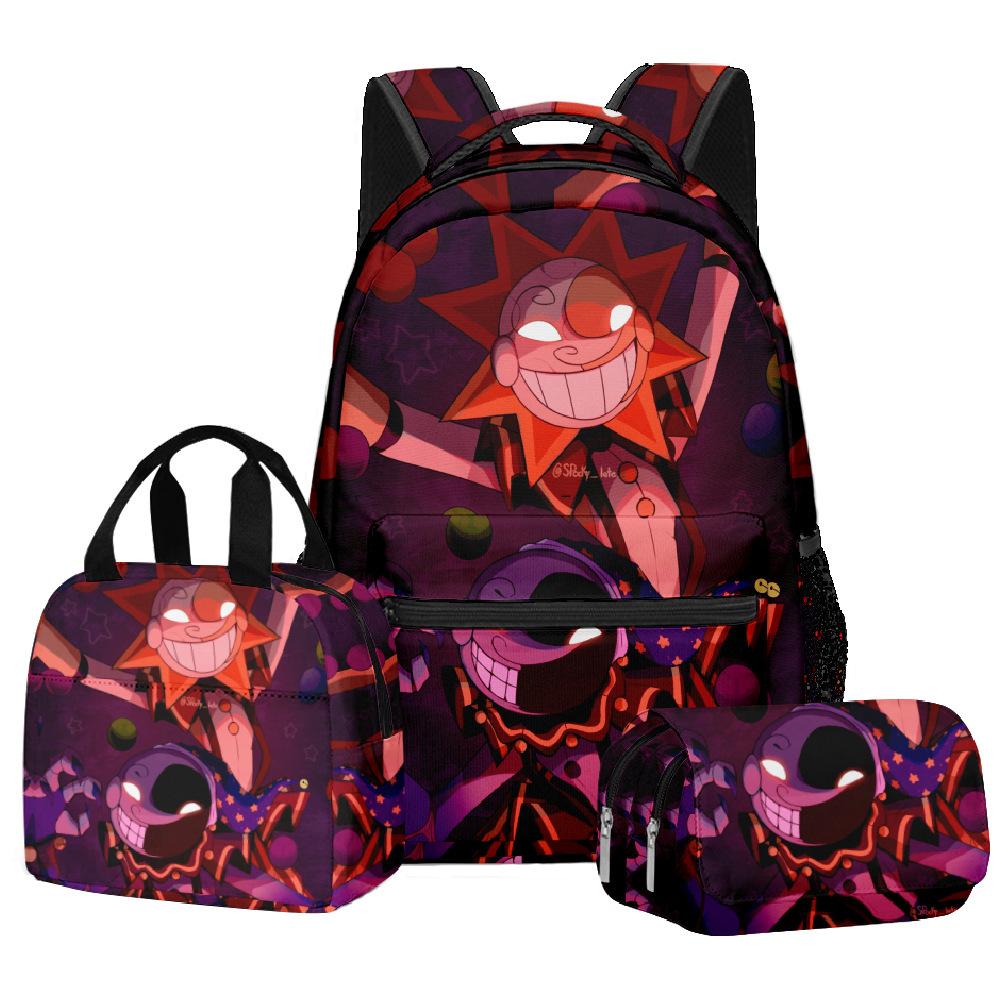 Klasický Populární Novinka sundrop FNAF 3D Tištěný 3ks/Sada studentské Školní tašky Cestovní Poznámkový blok Batoh Taška na oběd Pouzdro na tužky