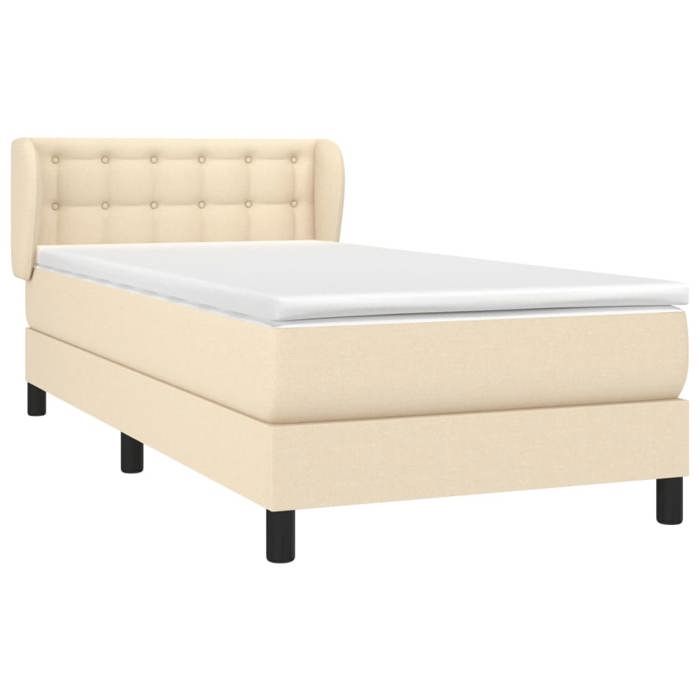 3126538 vidaXL Divan Bed with Mattress Cream 90x200 Cm Fabric