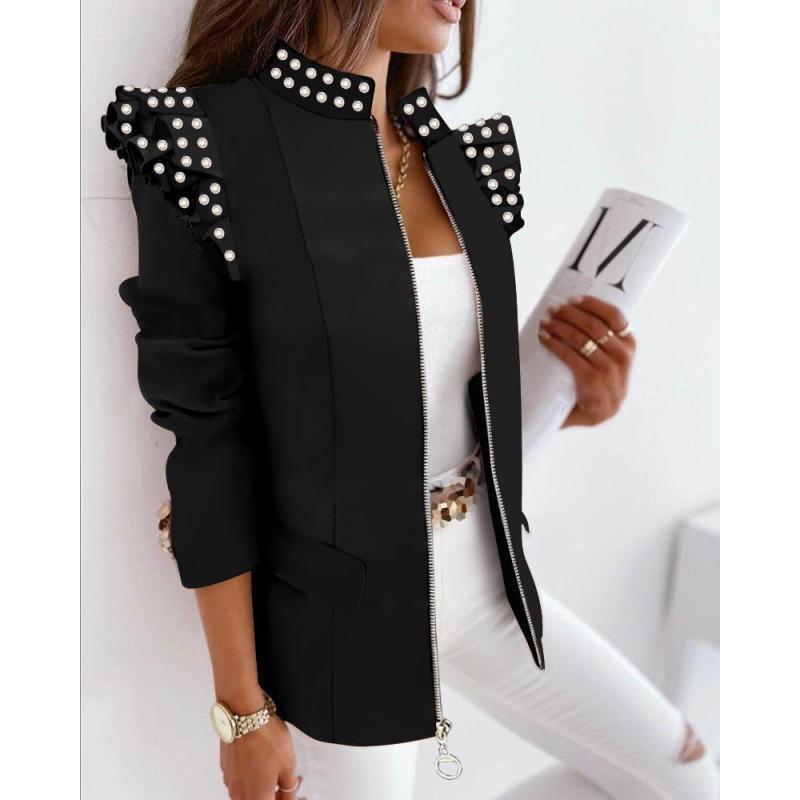 Women's Fashion Casual Autumn Winter Long Sleeve Stand-collar Jackets & Coats