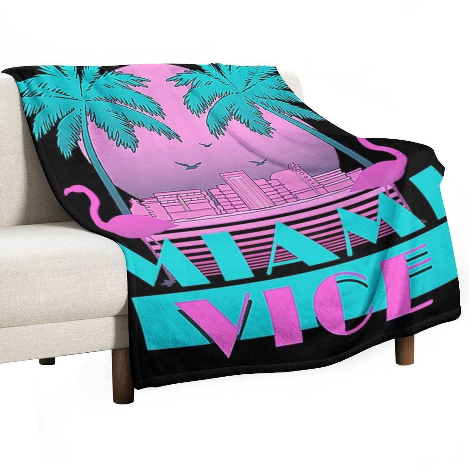 Miami Vice - Ретро 80-е Дизайн Плед теплый для зимы Туристический Тяжелый Красивый Пледы 30x40in