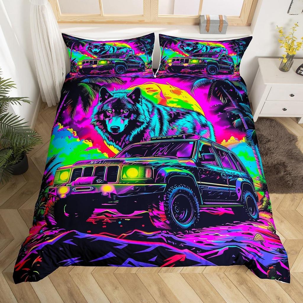 Aurora Duvet Cover Queen Size Polar Bear Arctic Animal Quilt Cover Fantasy Galaxy Sky Bedding Kids Bedroom Decor 3 Piece Set