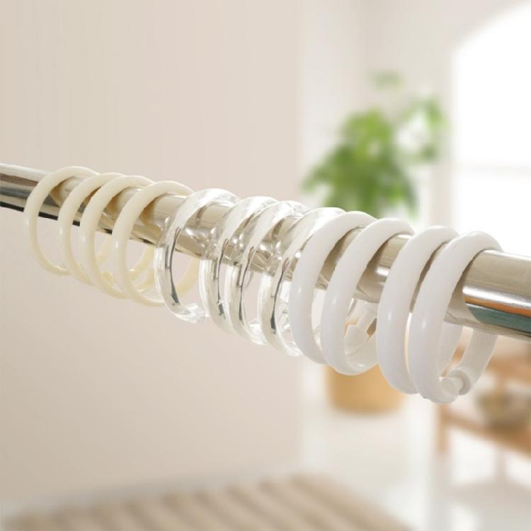 Duschvorhangringe aus Kunststoff, Duschvorhanghaken, O-Form Duschvorhanghakenringe Einfacher Schnappverschluss Duschhaken