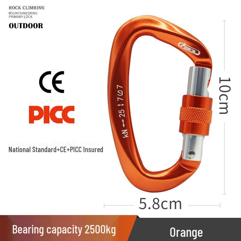 Carabiner Rappelling D-shaped Climbing Lock Outdoor Safety Hook Load-bearing Quickdraw Insurance Buckle