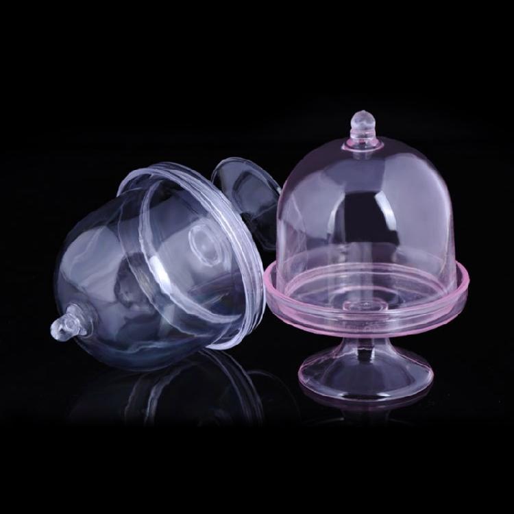 Clear Plastic Dessert Cup Cake Tray Candy Box Cake Plate with Lid Set of 12pcs
