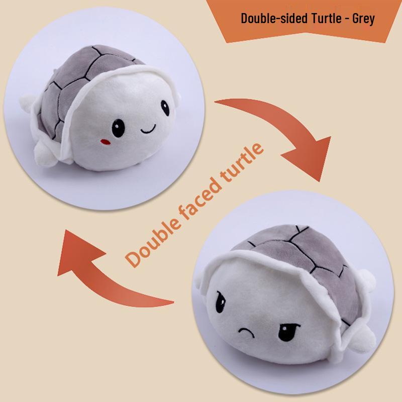 

Двусторонняя плюшевая кукла-черепаха с меняющимся выражением мордочки 15cm (0.04kg) серый