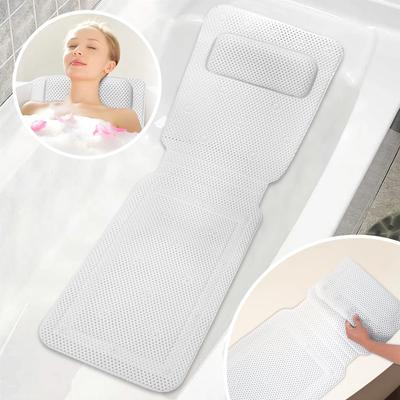 Rutschfeste Badewannenkissenmatte mit Saugnapf Ganzkörper-Ruhebadekissen SPA-Nackenkissen Aufhängbares Badezimmer-Sicherheitszubehör