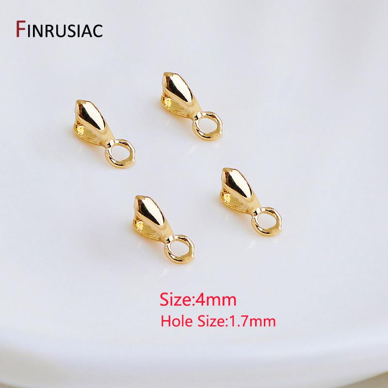 14K Gold Plated Brass Leaf Shape Pinch Bail Clasp For DIY Pendant Clip Connector Necklace Jewelry Making Accessories Findings