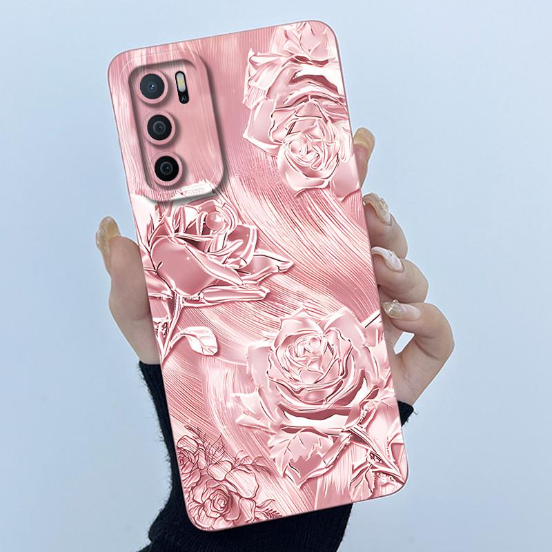 For OPPO A16 Case Oppo A16s A54s Case Fashion Simplicity Flower Soft LIquid Silicone Shockproof Cover Oppo CPH2269 CPH2271 Funda