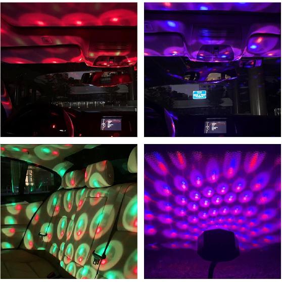 USB Star Night Light Projector, Portable Car Roof Sound Activated Atmosphere Lamp, Adjustable Auto Interior Atmosphere Decorative Light for Vehicle,