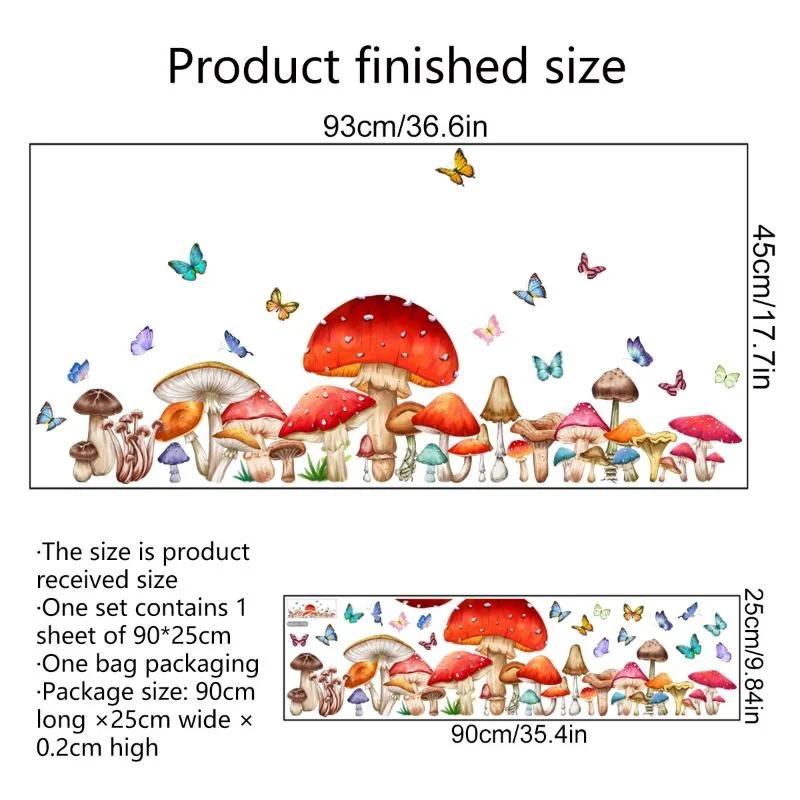 Color Mushroom Butterfly Wall Stickers for Kids Room Bedroom Baby Room Kindergarten Background Decorative Wall Decals PVC Murals