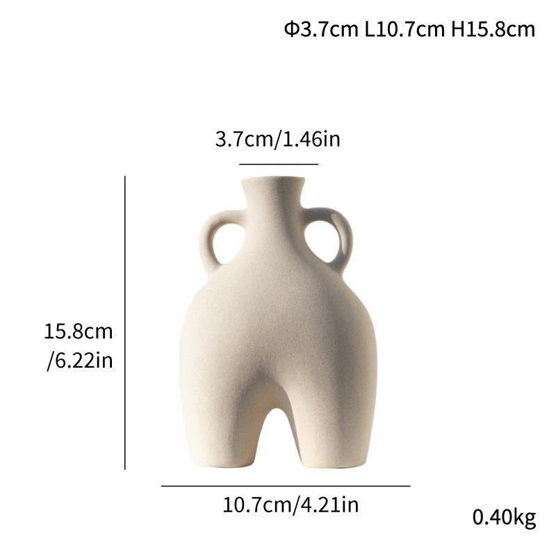 With Ears: Frosted Ceramic Handheld Flower Vase for European Home Decor
