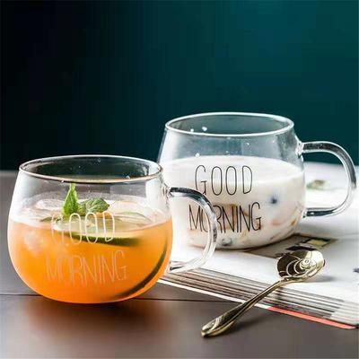 350ml Buchstabenbedruckte Transparente Kreative Glas Kaffee Tee Tasse Frühstücksmilchtasse Große Kapazität Mit Henkel Getränkeutensilien