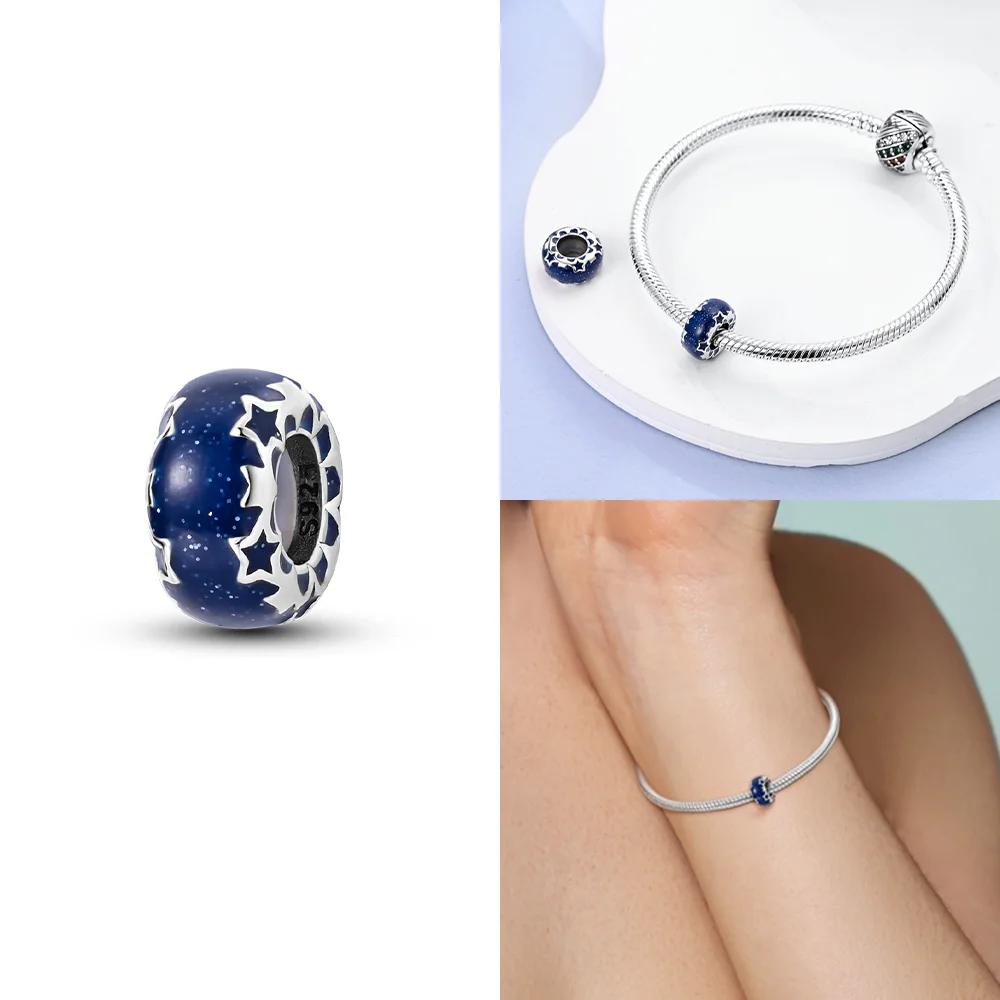 Colorful Zircon Planetary Space Starry Sunflower Beads Charms Fit Diy Original Bangle Bracelet Copper Women Jewelry Gift