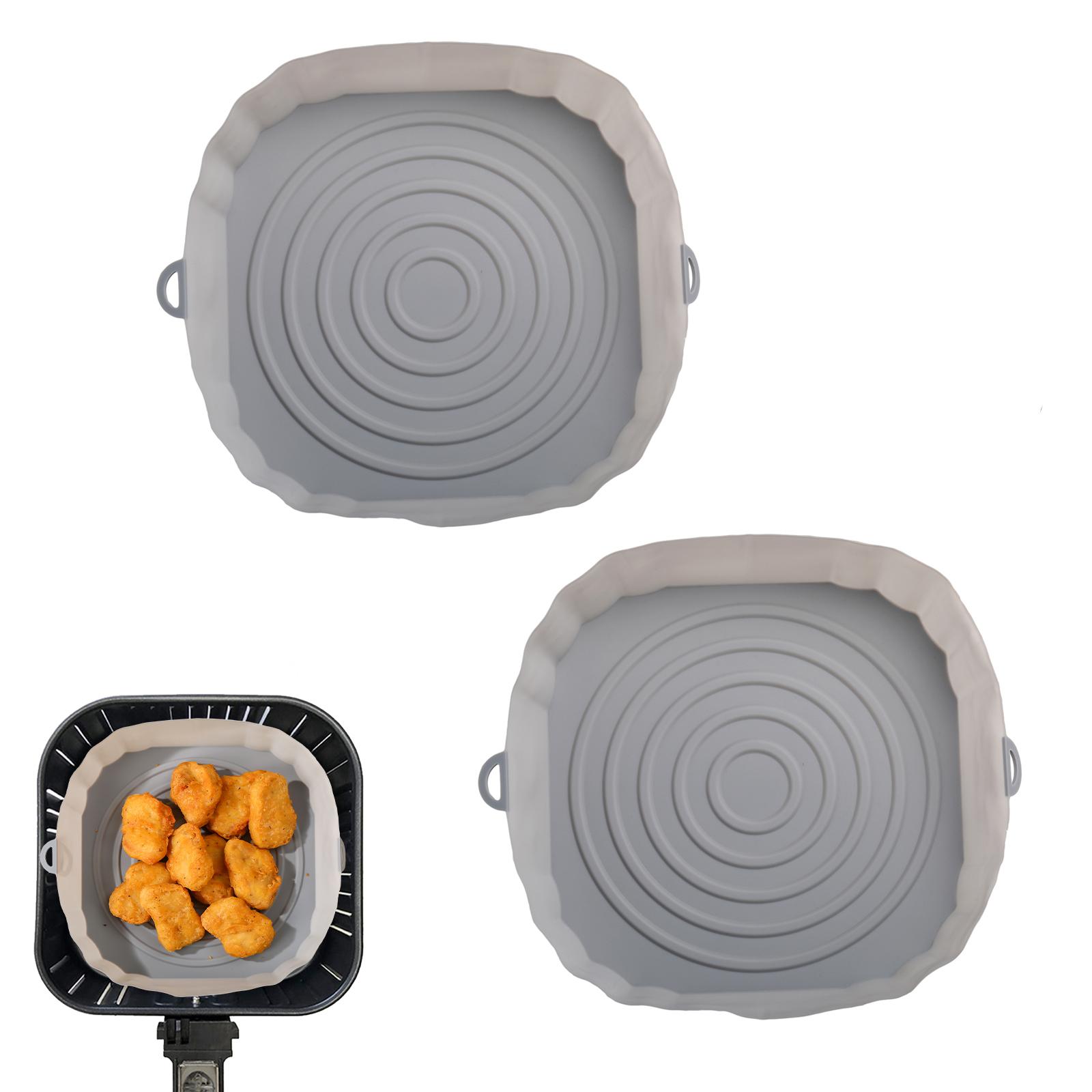 

2 шт., силиконовая корзина для фритюрницы, силиконовая форма, противень для выпечки в духовке, корзина для пиццы, жареной курицы, многоразовые аксессуары для вкладышей в сковороду 2pcs grey