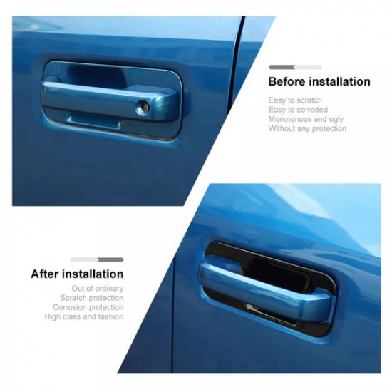 Exterior Door Handle Bowl Trim Cover Decor for Ford F-150 4door 2015- Black