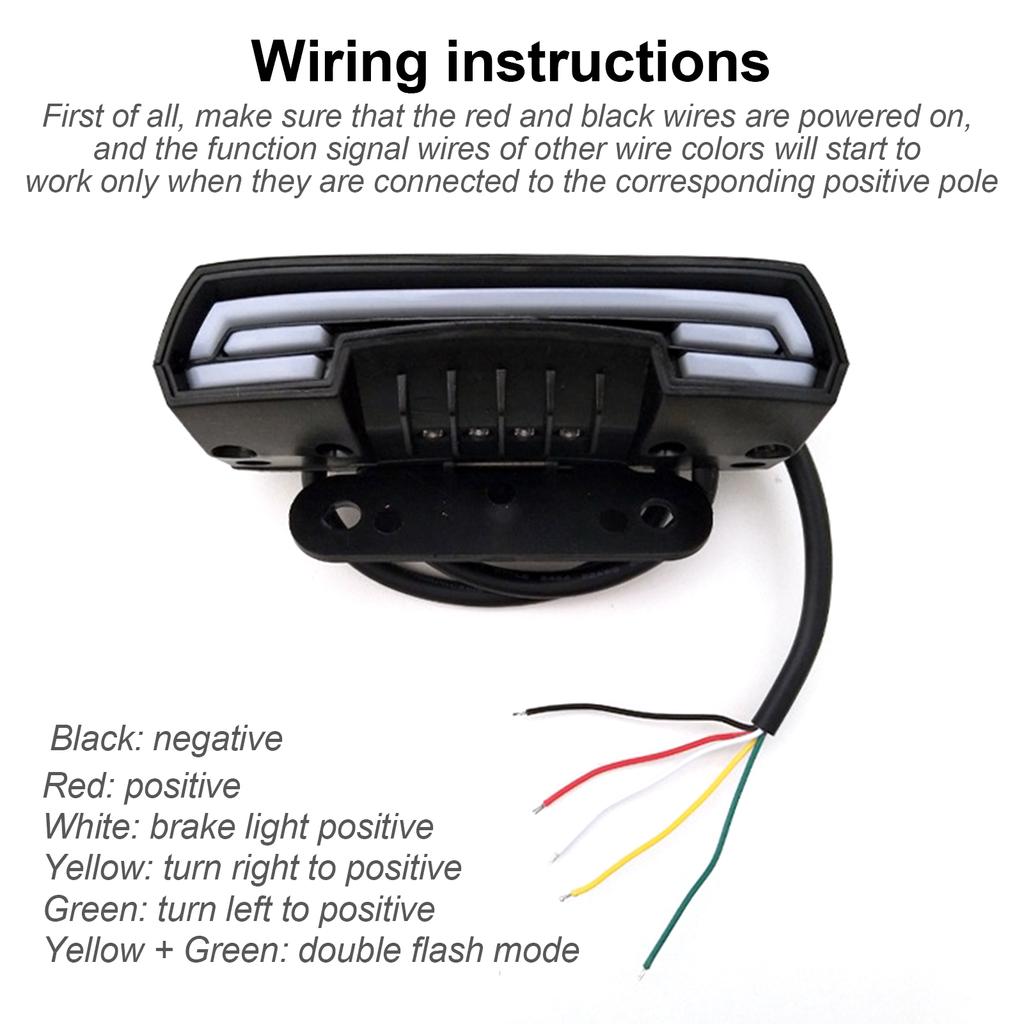 Universal 12-80V Steering+Driving+Braking+License Plate lamp+Dual Flashing Tail Lamp for Motorcycle