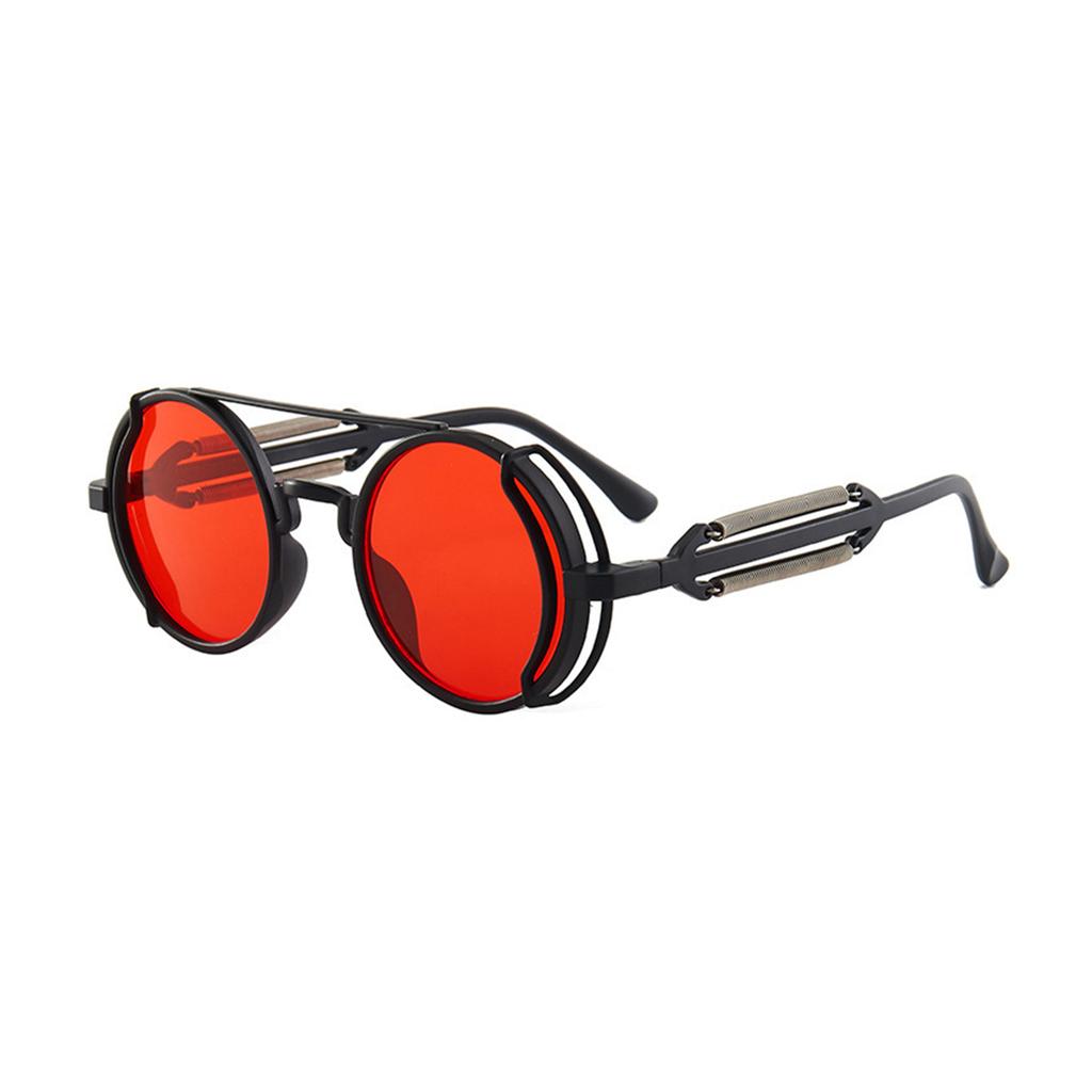 Vintage Punk Round Circle Sunglasses Colored Lenses Glasses Men Women Retro Plastic Frame Polarized Sunglasses Eyewear