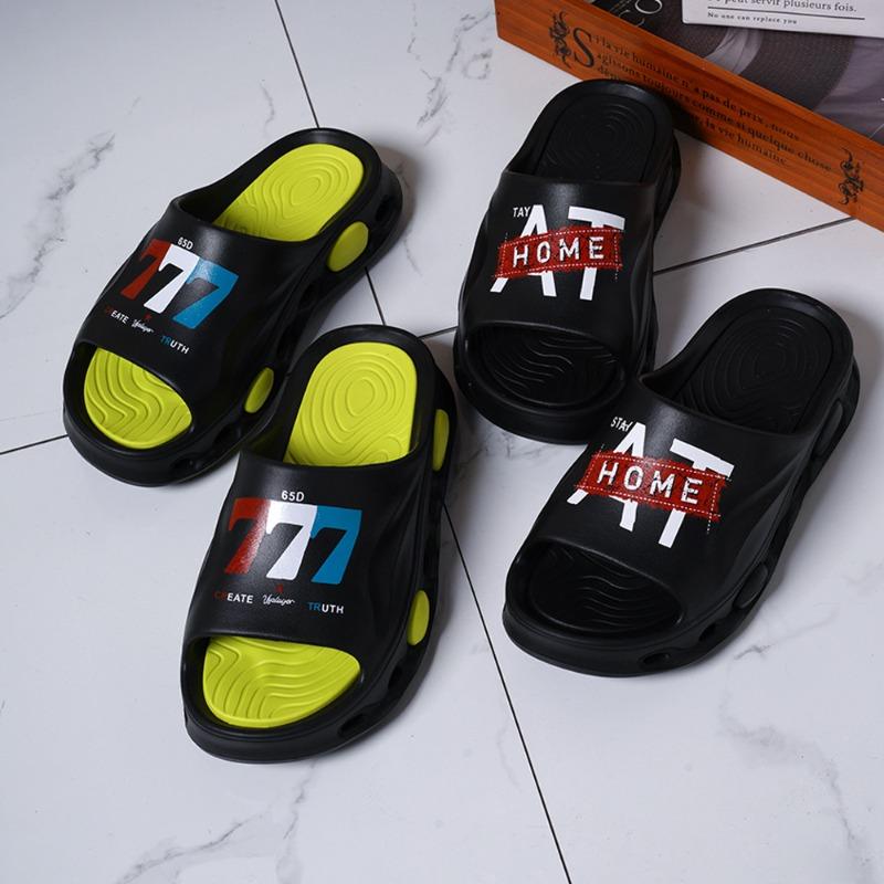 New summer men's one-word drag indoor and outdoor non-slip wear-resistant trend EVA slippers beach shoes