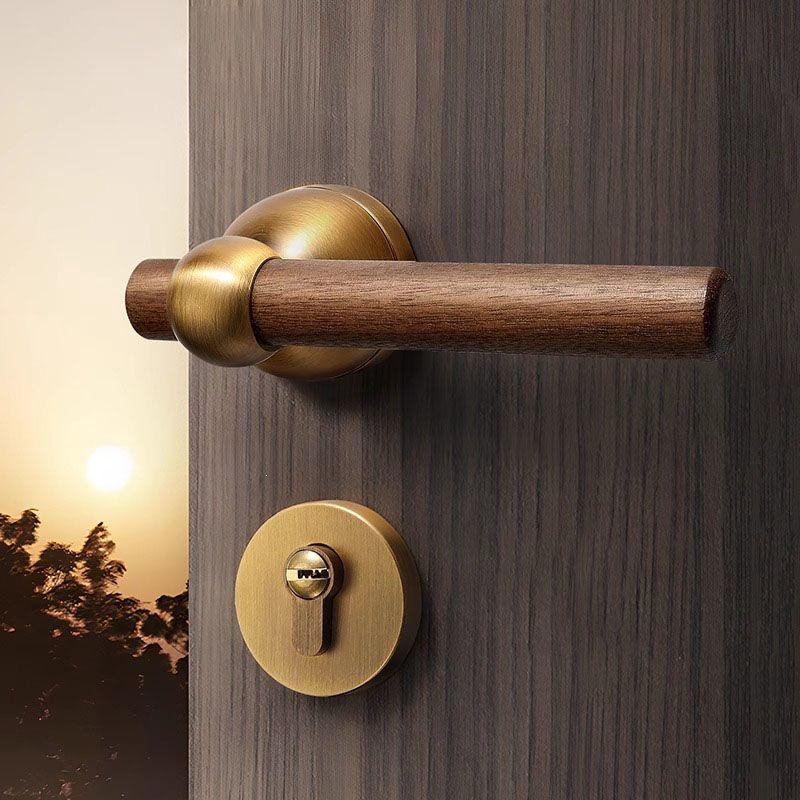 Chinese Style Minimalist Magnetic Walnut Wood Silent Bedroom Door Handle