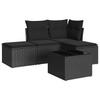 Vidaxl 5-Cz. Garden Lounge Set, Cushions, Black PE Rattan