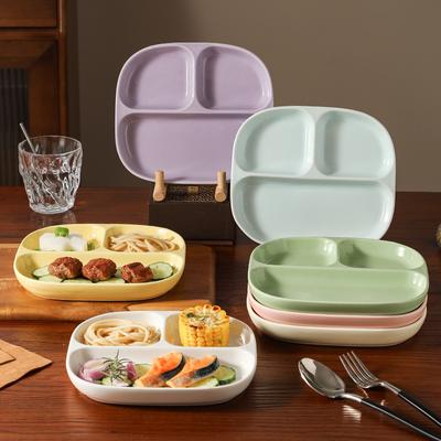 Triple Grid Ceramic Breakfast Plate Fitness Weight Loss Dish Plate Household Breakfast Children Quantitative Food Kitchen Dishes