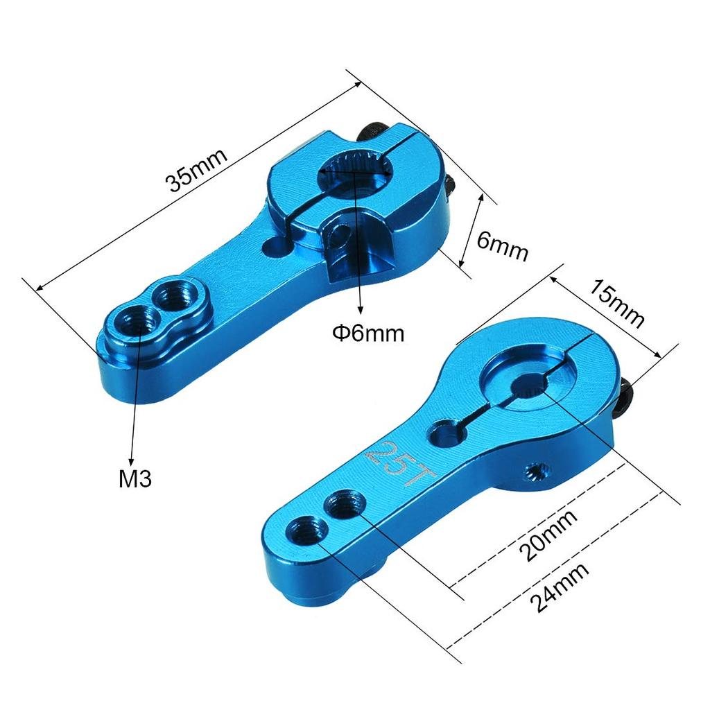 Uxcell 25T Aluminum Servo Horn with M3 Thread, Metal Steering Arm for Futaba Sabox Xcore RC Car Truck Buggy Airplane, Blue, Pack of 5