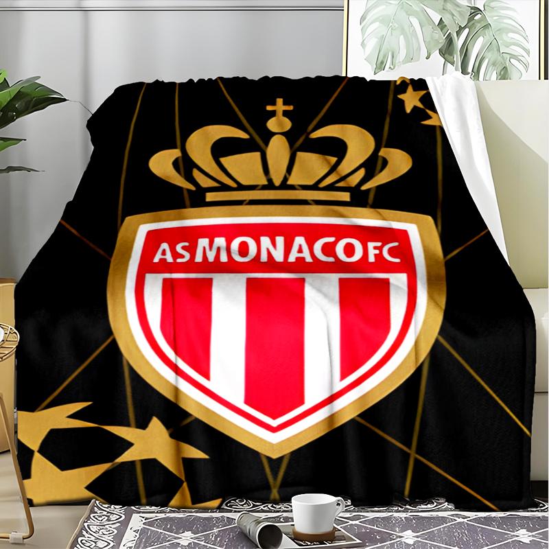 1PC Football Monaco Printed Soft Flannel Blanket Throw for Adult Bedroom Living Room Sofa Camping Travel Fan gifts Christmas Gifts