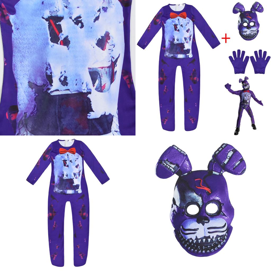 Unisex Sundrop Fnaf Toy Bear Cosplay Costume Bodysuit Jumpsuit Mask Glove For Carnivals