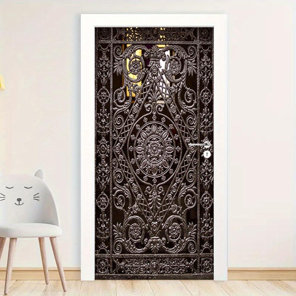 Elegant black screen door mural sticker - self-adhesive iron wall sticker, suitable for modern home decoration, perfect for room