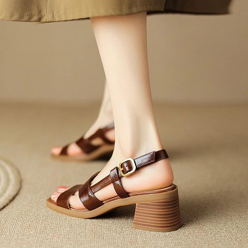 Fashion Chunky Sandals High Heels Women Shoes Summer Dress Walking Retro Slippers 2024 Fashion New Slingback Pumps Mujer Zapatos Slides