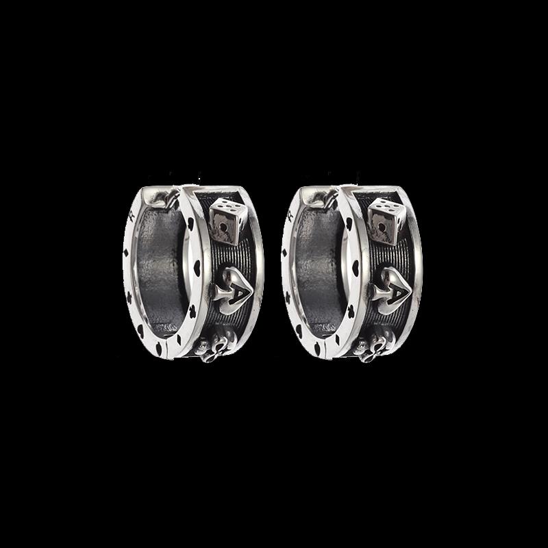 Vintage Gothic Skull Poker Ace of Spades Earrings Women\\\\'s Hypoallergenic Earrings Mens Hip Hop Rock Lucky Jewelry