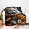 Royal Cat Crowned in Gold: Luxury Pet Accessories for Your Feline MajestyBlanket Flannel Throw Blanket for Sofa, Bed, Travel, Camping, Offic