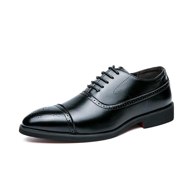 

Large size business casual oxford shoes men s black dress men s shoes fashion brock leather shoes 38 чёрный