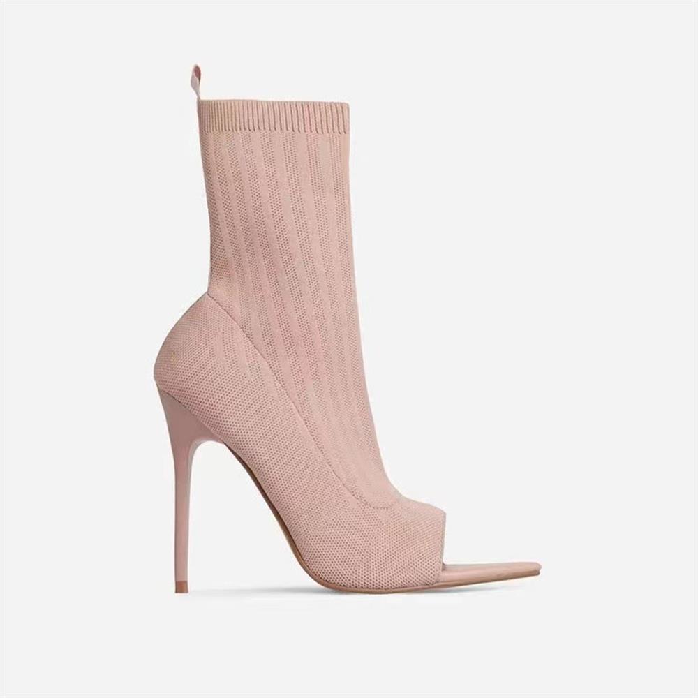 Stiletto Sock Boots Ladies Open Toes 