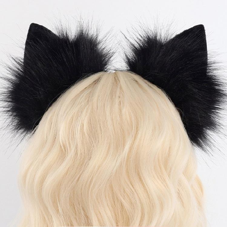 Sada liščích uší a ocasu z umělé kožešiny Liščí Vlčí Uši Čelenka s Ocasem Halloweenský Vánoční Cosplay Párty Kostým Doplněk