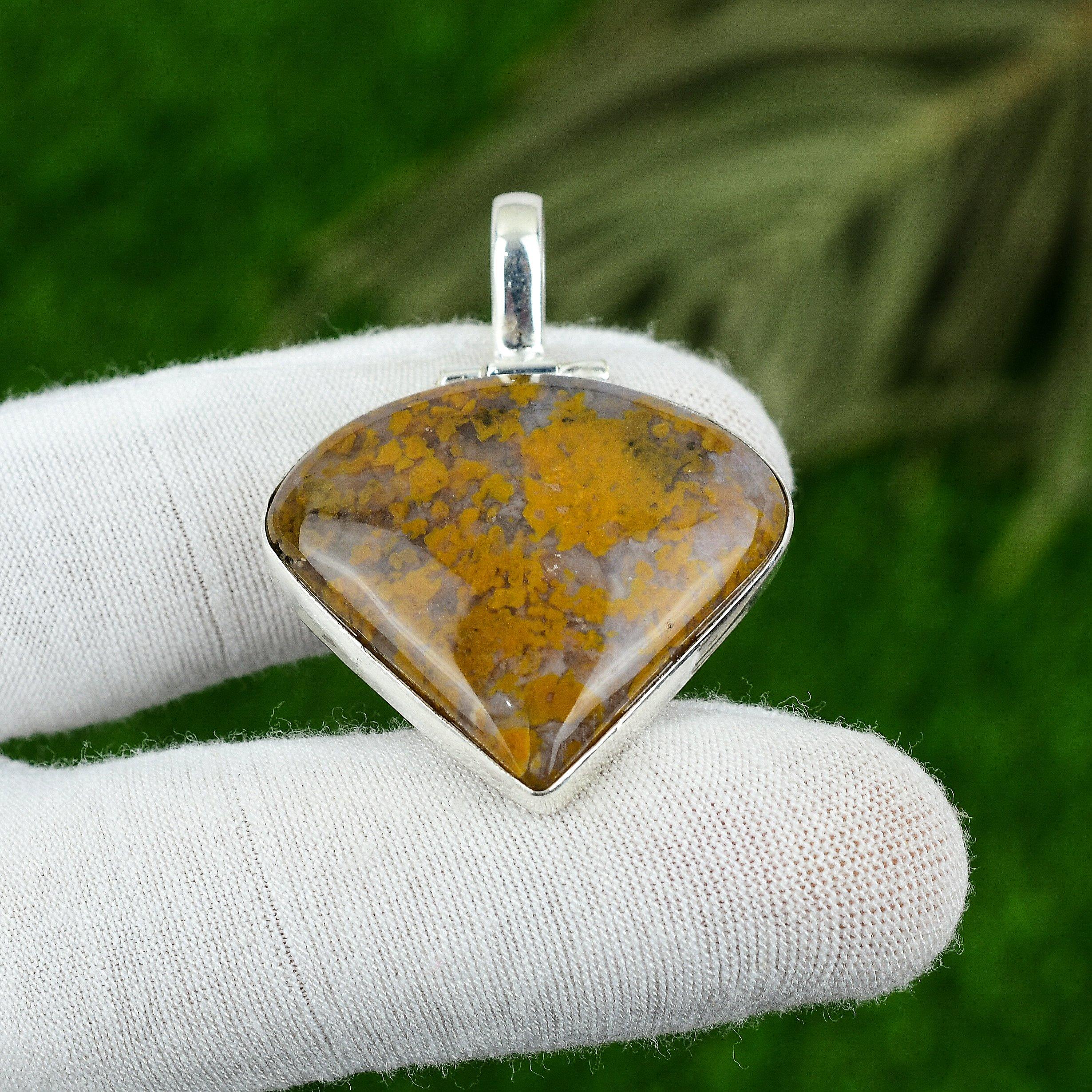 

Natural Ocean Jasper Gemstone Pendant 925 Sterling Silver Jewelry For Women