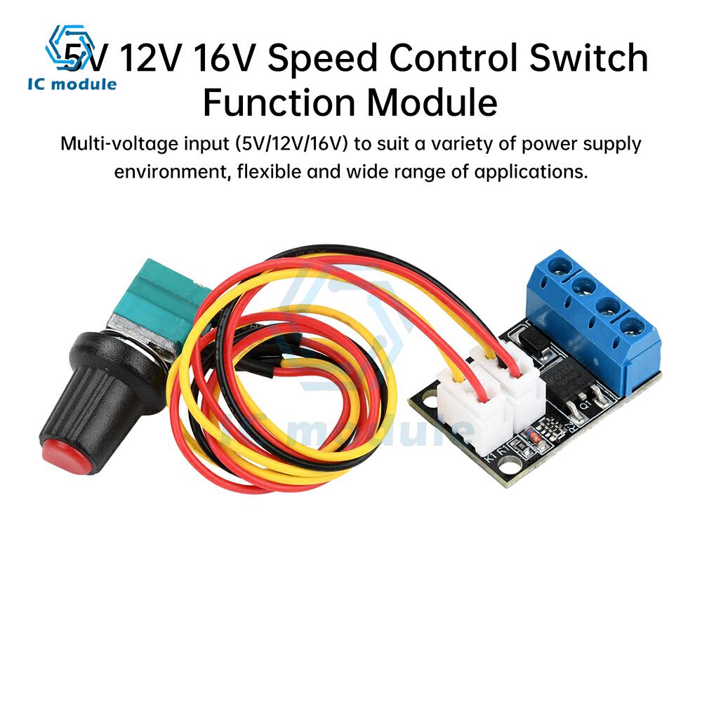 3A/10A PWM DC Motor Speed Controller Speed Governor Potentiometer 5V 12V 16V Switch Module with LED Dimmer for Speed Regulation